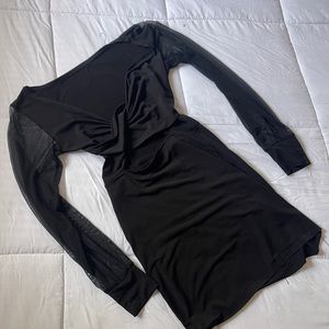 Black mini dress with sheer long sleeves 🖤